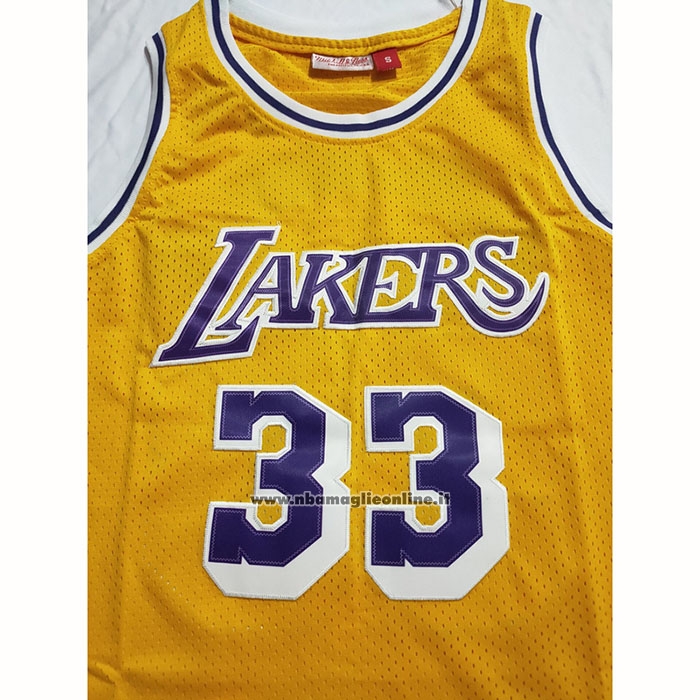 Maglia Los Angeles Lakers Kareem Abdul-jabbar #33 Mitchell & Ness 1984-85 Giallo